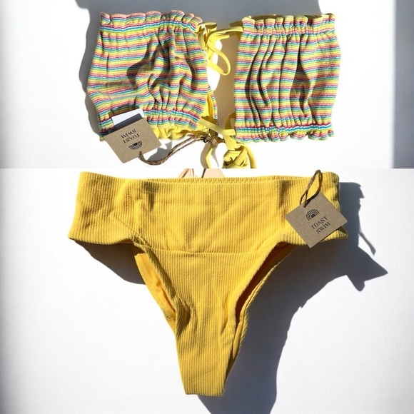🌻NEW w.Tag Free People x Toast Sunset Signature Banded Waist Bikini Bottom Small - Picture 11 of 12
